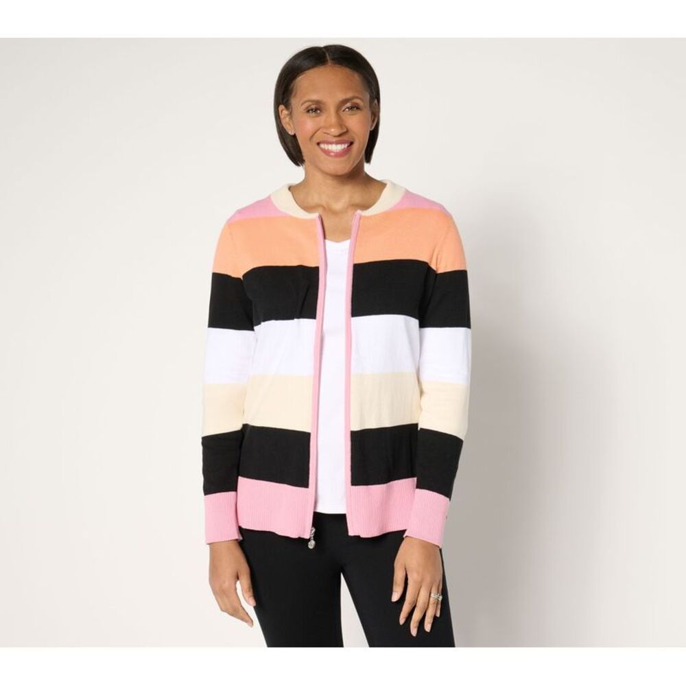 SUNNYLiFE Women's Top Sweater Sz XS 100% Cotton Zip-Up Bold Multi-colored
